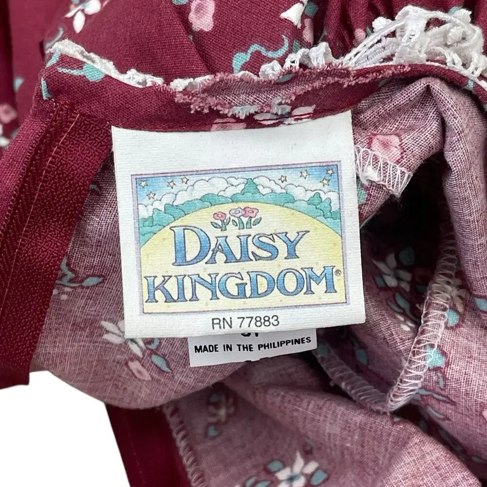 Vintage Daisy Kingdom Rose Bouquet Border Print Dress Size 3T - Picture 2 of 8